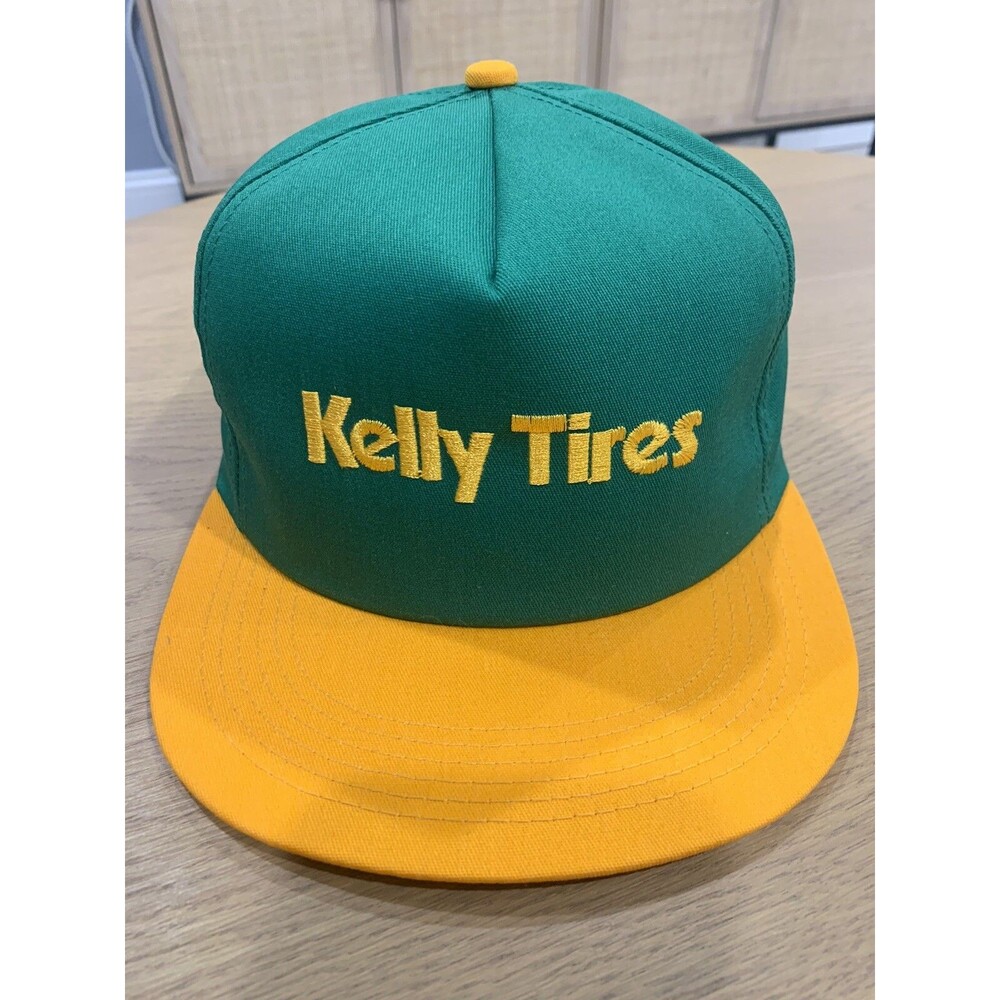 Kelly Tires Trucker Hat Green Yellow Snap Back Vintage
